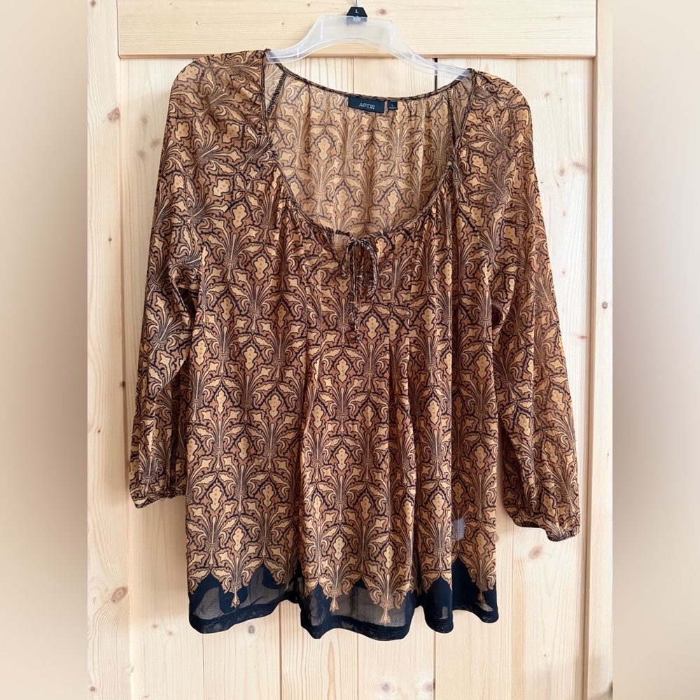 Apt. 9 Brown and Black Patterned Blouse